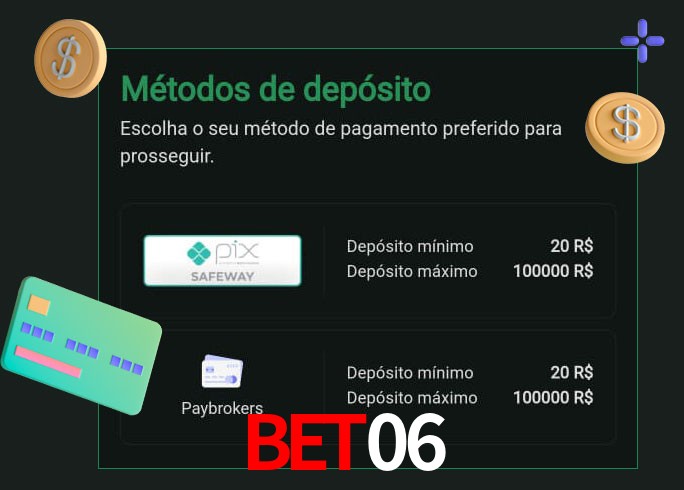 O cassino Bet06 oferece uma grande variedade de métodos de pagamento